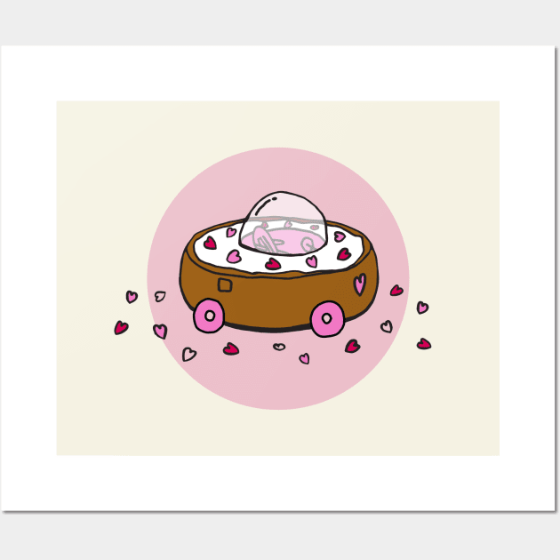 Valentine's Day Donut Car with Heart Sprinkles (Pink) Wall Art by donutcarco